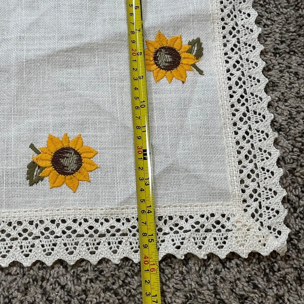 Übelhör Sunflower Table Runner White Embroidered Lace Trim Made in Austria